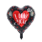 بادکنک فویلی هلیومی قلبی طرح iloveyou قرمزمشکی سایزاستاندارد