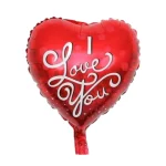 بادکنک فویلی هلیومی قلبی طرحiloveyou نوشته سفید سایز استاندارد