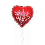 بادکنک فویلی هلیومی قلبی طرح i love you نوشته سفید سایز استاندارد