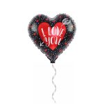 بادکنک فویلی هلیومی قلبی طرح i love you قرمزمشکی سایز استاندارد