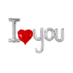 بادکنک فویلی حروف ILOVEYOU نقره ای قرمز