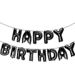 بادکنک فویلی بدون باد حروف Happy Birthday رنگ مشکی