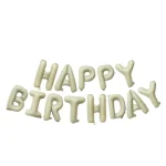 بادکنک فویلی بدون باد حروف Happy Birthday رنگ سفید خاکی نوود