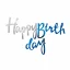 ریسه کاغذی Happy Birthday تحریری رنگ نقره ای آبی