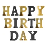 ریسه کاغذی Happy Birthday رنگ مشکی طلایی