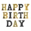 ریسه کاغذی Happy Birthday رنگ مشکی طلایی
