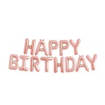 بادکنک فویلی بدون باد حروف Happy Birthday رنگ رزگلد