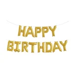 بادکنک فویلی بدون باد حروف Happy Birthday رنگ طلایی