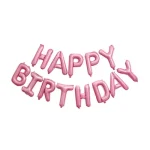 بادکنک فویلی بدون باد حروف Happy Birthday رنگ صورتی پاستل