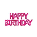بادکنک فویلی بدون باد حروف Happy Birthday رنگ سرخابی