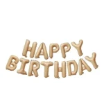 بادکنک فویلی بدون باد حروف Happy Birthday رنگ کرم نوود