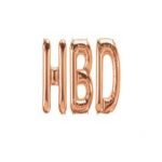 بادکنک فویلی بدون باد حروف HBD رنگ رزگلد