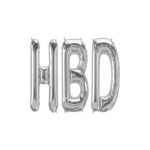 بادکنک فویلی بدون باد حروف HBD رنگ نقره ای